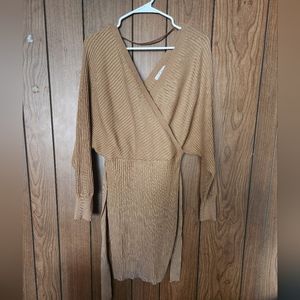Tan Love Tree Off the Shoulder Dress Size L